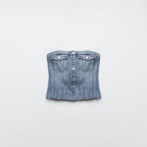 Zara corset style denim top M NWT
